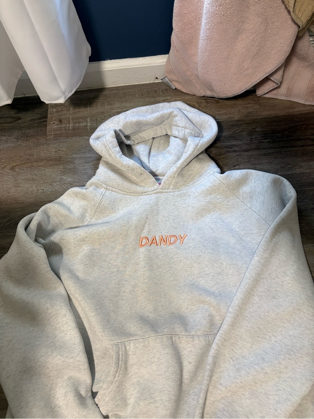 Women's Light Gray Hoodie with Orange Embroidery